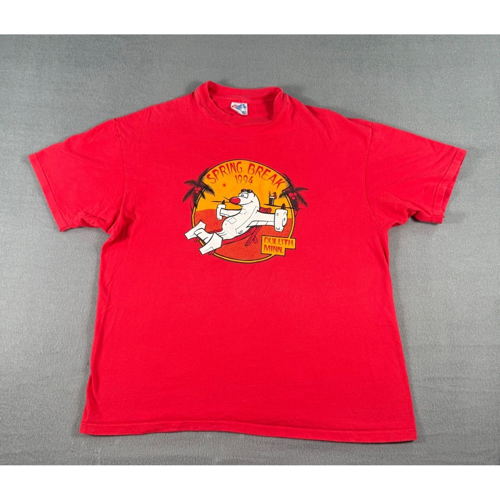 Vintage 1994 Spring Break T‎ Shirt XL Red Hanes Beefy-T Duluth Plane Graphic